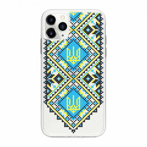 Патріотичний чохол для iPhone 12 Pro Max з малюнком "Вишиванка синя"